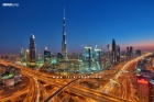 A view of Dubai City from SheikhZayed Road in Bluehour