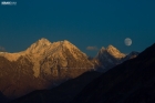Moonrise rise before sunset in Hunza Valley